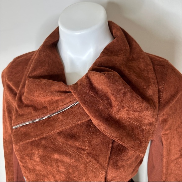 SL8 by Blank NYC Rust Brown Soft Faux Suede Zipper Moto Jacket small - Picture 5 of 7